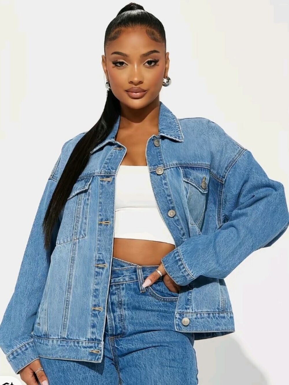 Fashion Nova Light Blue Oversized Women's Denim Jacket